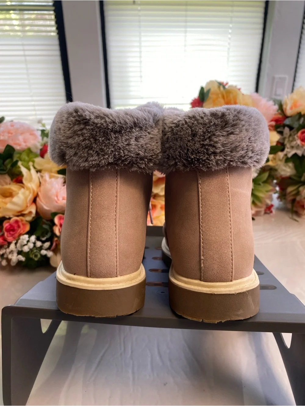 Thereabouts London Faux Fur Hiker Boots Taupe Memory Foam Girls 1M
